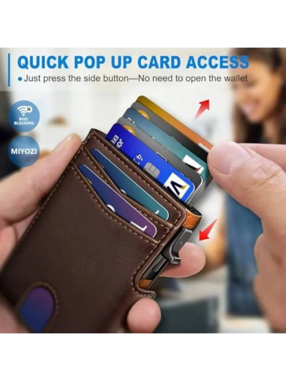 Slim Magnetic Wallet for Men, RFID Blocking Card Holder, Leather Money Clip & ID
